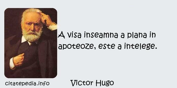 Victor Hugo - A visa inseamna a plana in apoteoze, este a intelege.